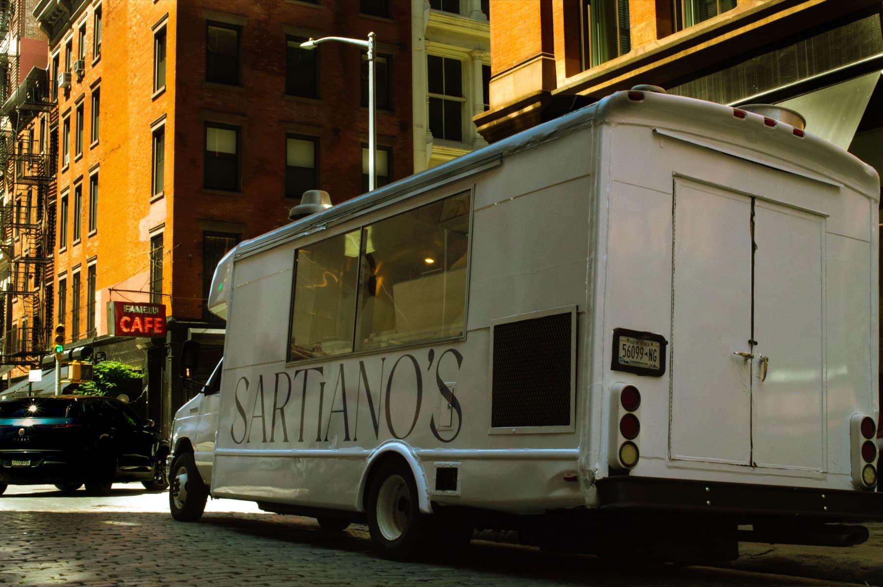 Sartiano's branded food truck on a New York City street